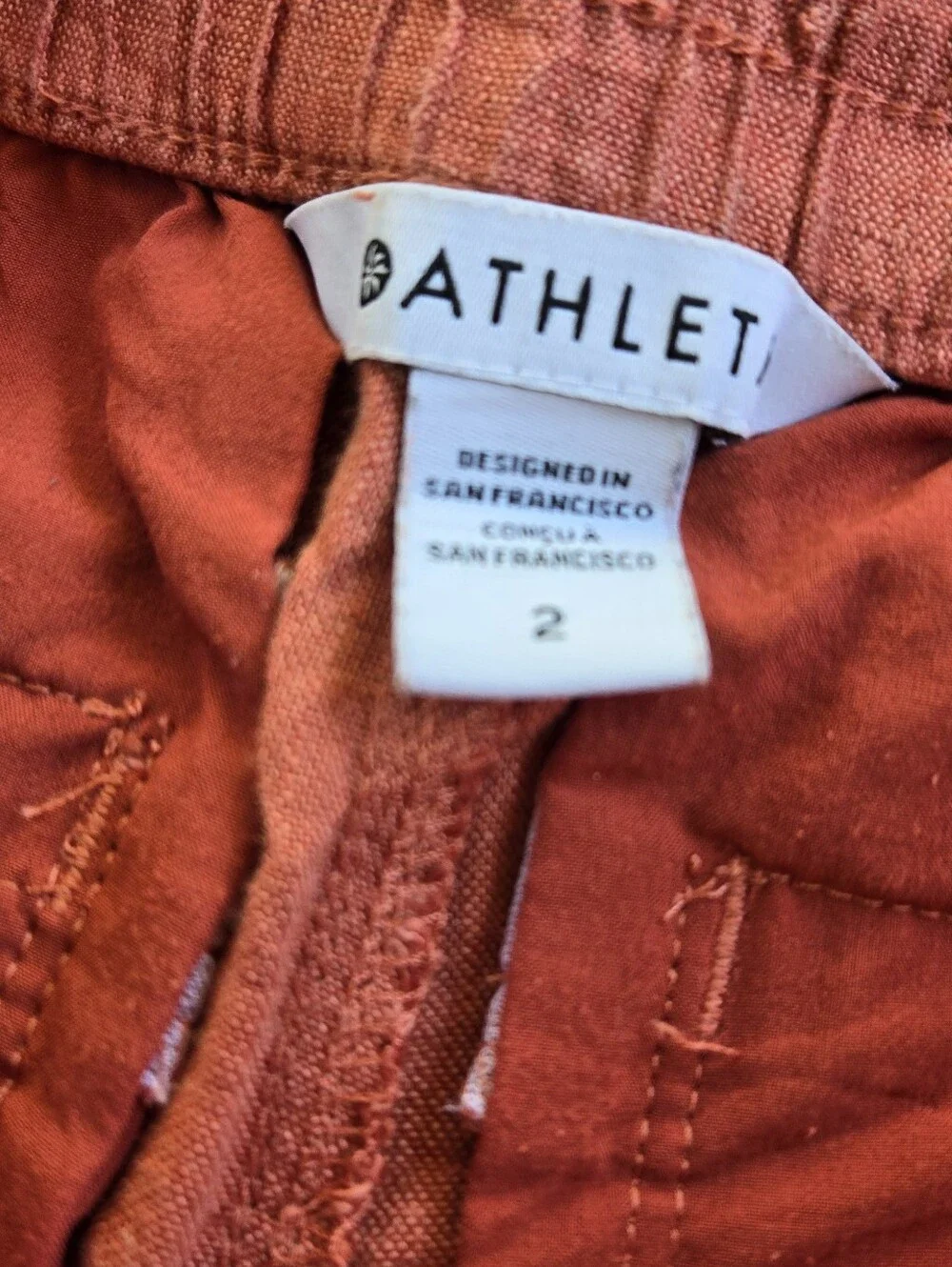 Athleta Retreat Women's Drawstring Linen Jogger Pants - Rust Wide Leg - Picture 8 of 14
